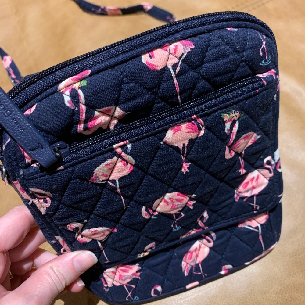 Vera Bradley navy pink flamingo crossbody purse